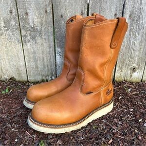 Thorogood Pull-On Wellington Work Boots Mens Size 9D Steel Toe Wedge Sole